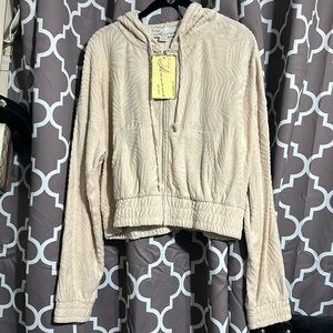 Vintage Havana Terry cloth cropped zip up sweatshirt